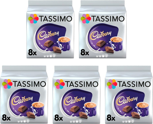 Tassimo Cadbury Hot Chocolate Pods x8 (Pack of 5, Total 40 Drinks)