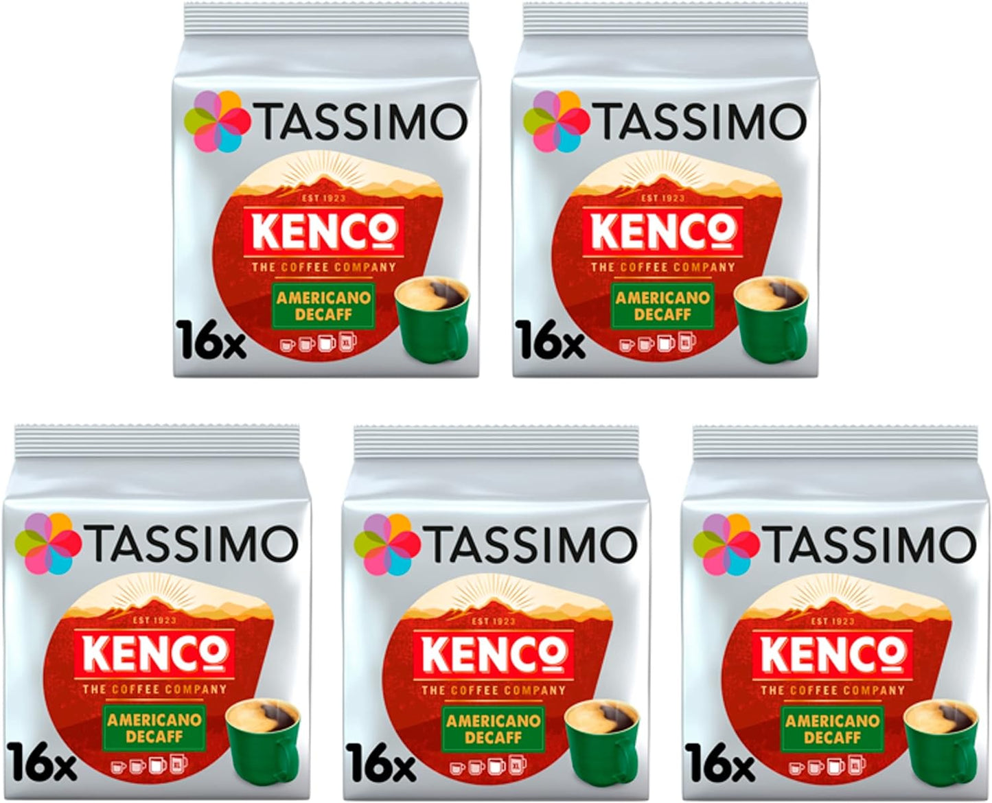 Tassimo Kenco Americano Decaff Coffee Pods x16 Pack of 5 Total 80 Drinks