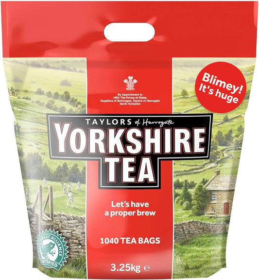 Yorkshire Tea Bags Pack of 1040 | Black Tea | Rainforest Alliance Certified | Vegetarian | Caffeinated | Ethical Sourcing | UK Seller